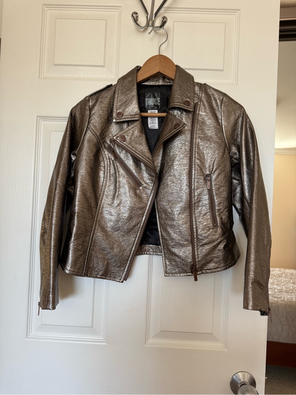 New Truce Metallic Brown Moto Jacket - Girls